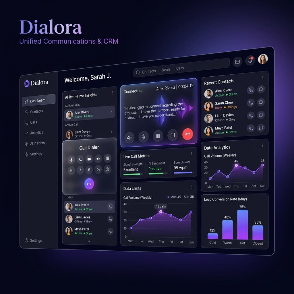 Dialora Dashboard Mockup